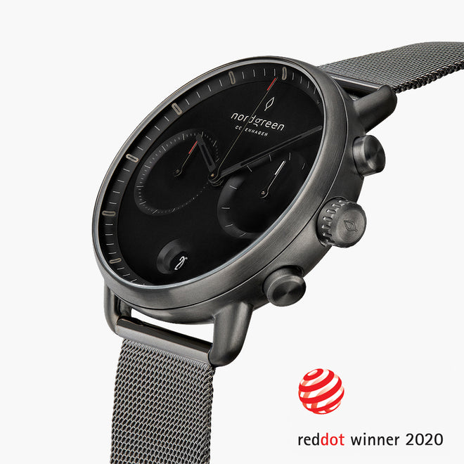 PI42GMMEGUBL &Pioneer gunmetal watch - black dial - silver mesh strap PI42GMMEGUBL &Pioneer gunmetal watch - black dial - silver mesh strap