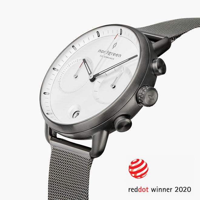 PI42GMMEGUXX &Pioneer gunmetal watch - white dial - mesh strap PI42GMMEGUXX &Pioneer gunmetal watch - white dial - mesh strap