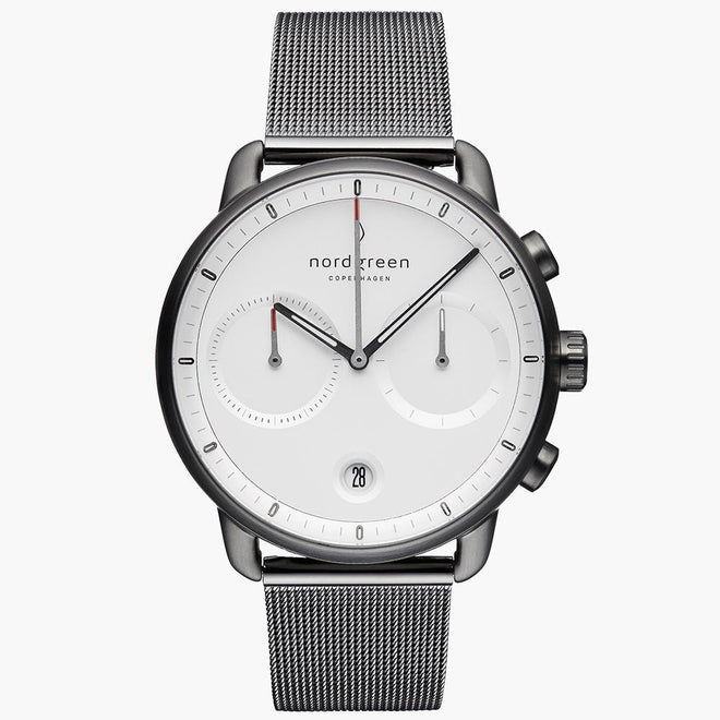 PI42GMMEGUXX &Pioneer gunmetal watch - white dial - mesh strap PI42GMMEGUXX &Pioneer gunmetal watch - white dial - mesh strap