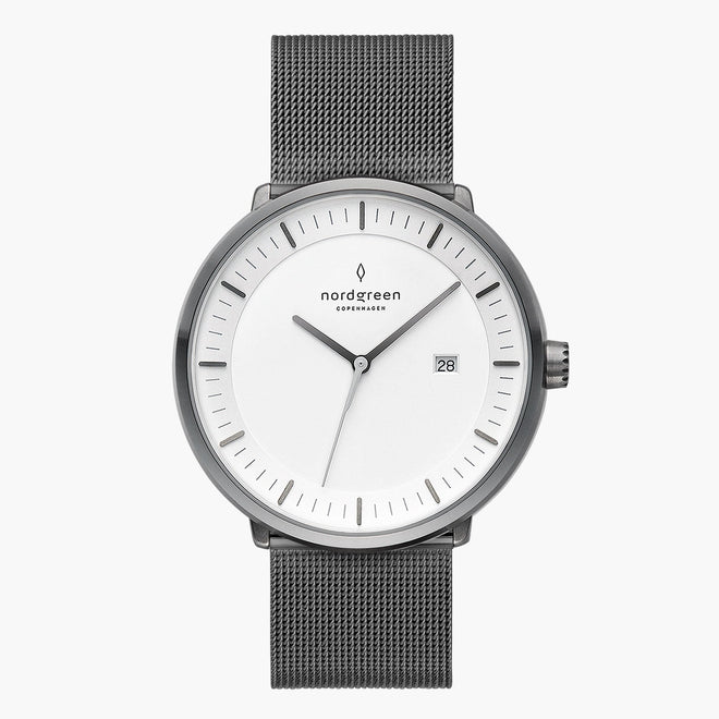 PH36GMMEGUXX PH40GMMEGUXX &Philosopher gunmetal watch - white dial - gun metal mesh strap