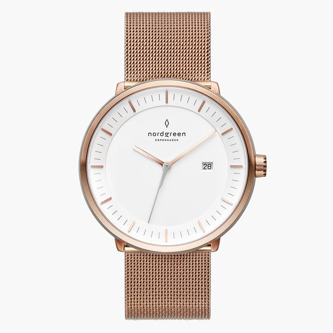 PH40RGMEROXX PH36RGMEROXX &Philosopher mens white face watches - rose gold case - mesh strap PH40RGMEROXX PH36RGMEROXX &Philosopher mens white face watches - rose gold case - mesh strap