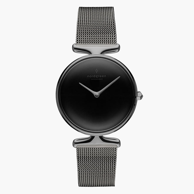 UN28GMMEGUBL UN32GMMEGUBL &Unika gunmetal watch - black dial - mesh strap UN28GMMEGUBL UN32GMMEGUBL &Unika gunmetal watch - black dial - mesh strap