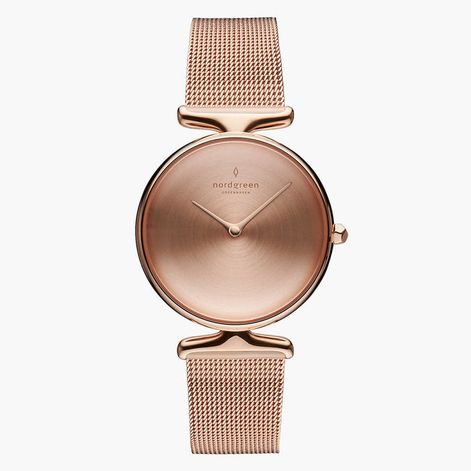 UN28RGMEROBM UN32RGMEROBM &Unika rose gold ladies watch - brushed dial - mesh strap