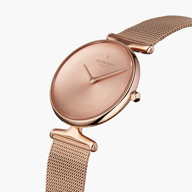 UN28RGMEROBM UN32RGMEROBM &Unika rose gold ladies watch - brushed dial - mesh strap