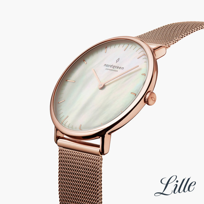 NR28RGMEROMP NR32RGMEROMP &Native mother of pearl watch - rose gold case