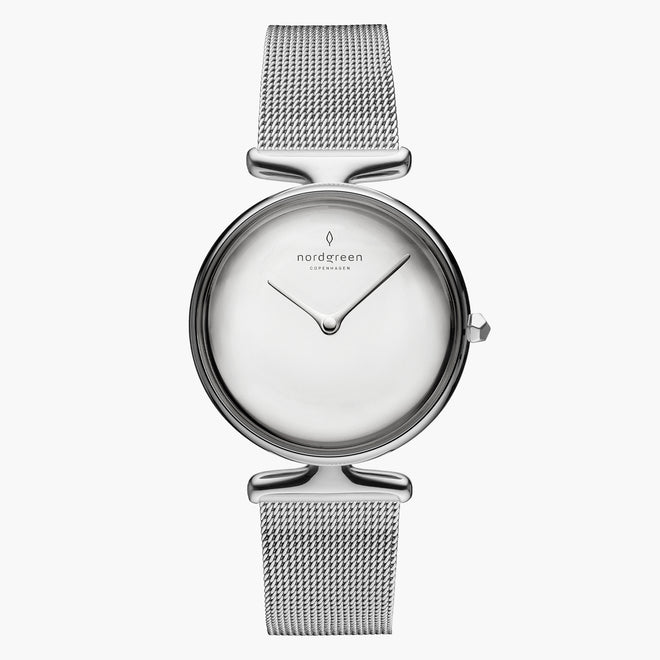 UN28SIMESIPM UN32SIMESIPM &Unika silver watch women - polished metal dial - silver mesh strap