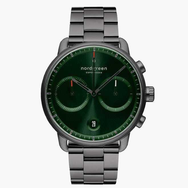 PI42GM3LGUGS &Pioneer gunmetal watch - green sunray dial - 3 link strap PI42GM3LGUGS &Pioneer gunmetal watch - green sunray dial - 3 link strap