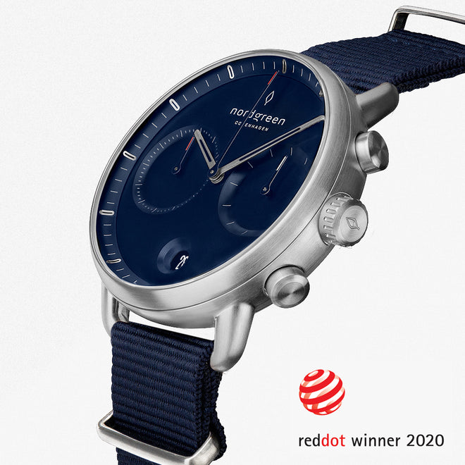 PI42SINYNANA &Pioneer silver watch mens - navy blue dial - navy blue nylon strap PI42SINYNANA &Pioneer silver watch mens - navy blue dial - navy blue nylon strap