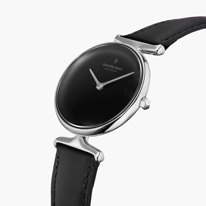 UN28SIVEBLBL UN32SIVEBLBL &Unika ladies leather strap watches - black dial - silver case - black leather strap UN28SIVEBLBL UN32SIVEBLBL &Unika ladies leather strap watches - black dial - silver case - black leather strap