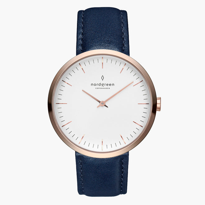 IN32RGLENAXX IN40RGLENAXX &Infinity rose gold ladies watch - white dial - rose gold case - navy leather strap IN32RGLENAXX IN40RGLENAXX &Infinity rose gold ladies watch - white dial - rose gold case - navy leather strap
