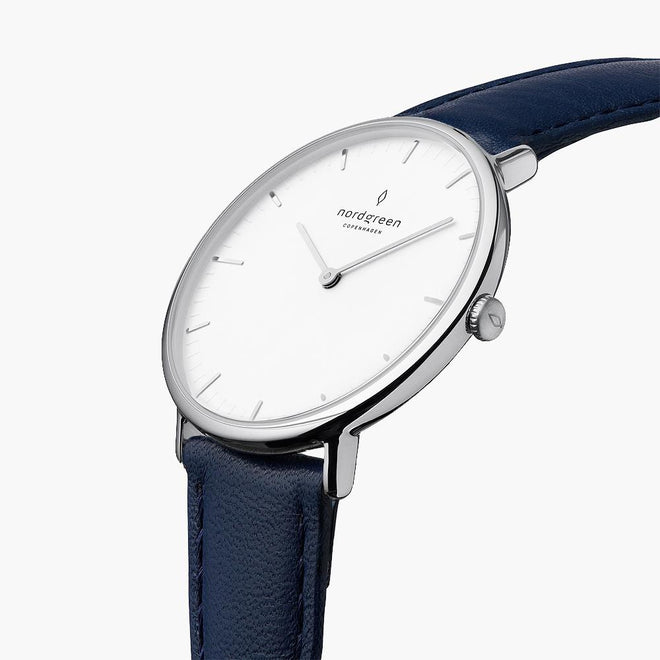 NR36SIVENAXX NR40SIVENAXX NR28SIVENAXX &Native ladies leather strap watches - white dial - silver case
