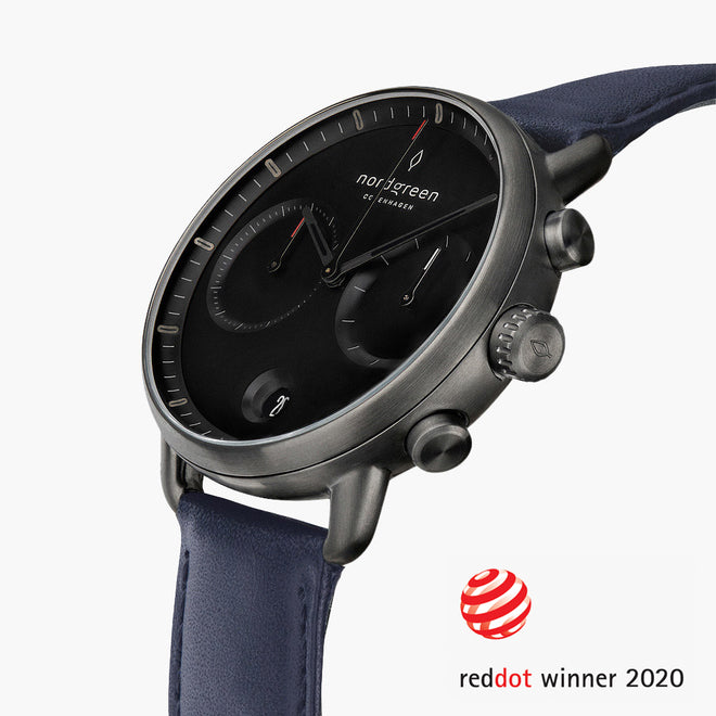 PI42GMLENABL &Pioneer gunmetal watch - black dial - navy blue leather strap PI42GMLENABL &Pioneer gunmetal watch - black dial - navy blue leather strap