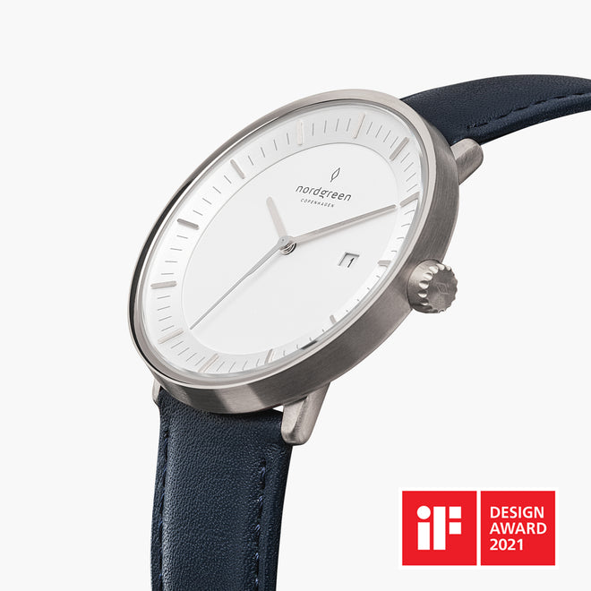 PH40SILENAXX PH36SILENAXX &Philosopher silver watch mens - white dial - navy blue leather strap PH40SILENAXX PH36SILENAXX &Philosopher silver watch mens - white dial - navy blue leather strap