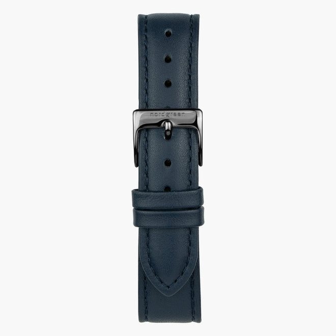 ST18POGMVENA &Blue vegan leather watch strap - gunmetal buckle - 18mm