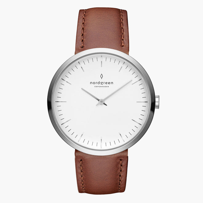 IN32SILEBRXX  &Infinity ladies leather strap watches - silver case - white dial - brown leather strap IN32SILEBRXX  &Infinity ladies leather strap watches - silver case - white dial - brown leather strap