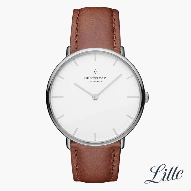 NR32SILEBRXX &Native ladies leather strap watches - white dial - silver case NR32SILEBRXX &Native ladies leather strap watches - white dial - silver case