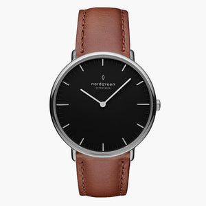 NR36SILEBRBL NR40SILEBRBL NR28SILEBRBL &Native ladies leather strap watches - black dial - silver case