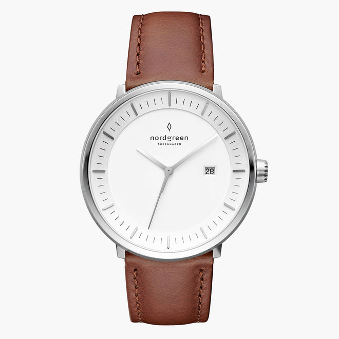 PH36SILEBRXX PH40SILEBRXX &Philosopher mens tan watch - white dial - silver case PH36SILEBRXX PH40SILEBRXX &Philosopher mens tan watch - white dial - silver case