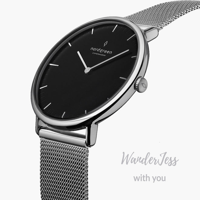 NR36SIMESIBLWJ &Native silver watch mens - black dial - mesh strap NR36SIMESIBLWJ &Native silver watch mens - black dial - mesh strap