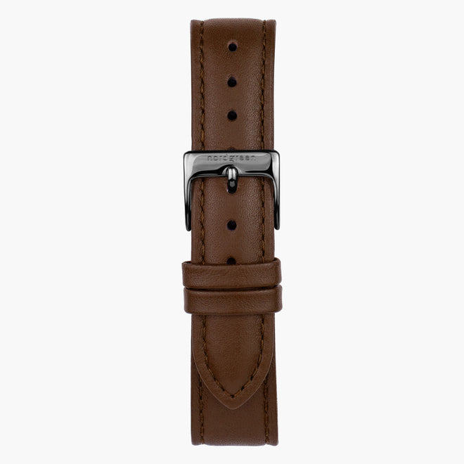 ST20BRGMLEBR &Brown leather watch strap - gunmetal buckle - 20mm ST20BRGMLEBR &Brown leather watch strap - gunmetal buckle - 20mm