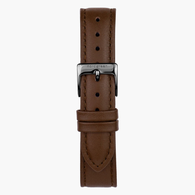 ST14POGMLEBR &Brown leather watch strap - gunmetal buckle - 14mm ST14POGMLEBR &Brown leather watch strap - gunmetal buckle - 14mm