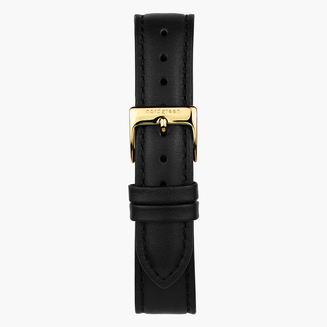 ST18POGOLEBL &Black leather watch strap - gold buckle - 18mm