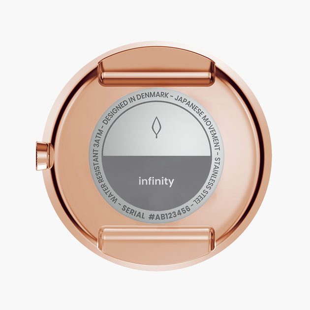 Infinity - BUNDLE White Dial Rose Gold | Rose Gold 5-Link / Grey Leather Strap