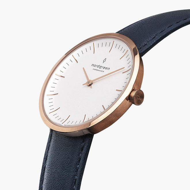 IN32RGLENAXX IN40RGLENAXX &Infinity rose gold ladies watch - white dial - rose gold case - navy leather strap IN32RGLENAXX IN40RGLENAXX &Infinity rose gold ladies watch - white dial - rose gold case - navy leather strap