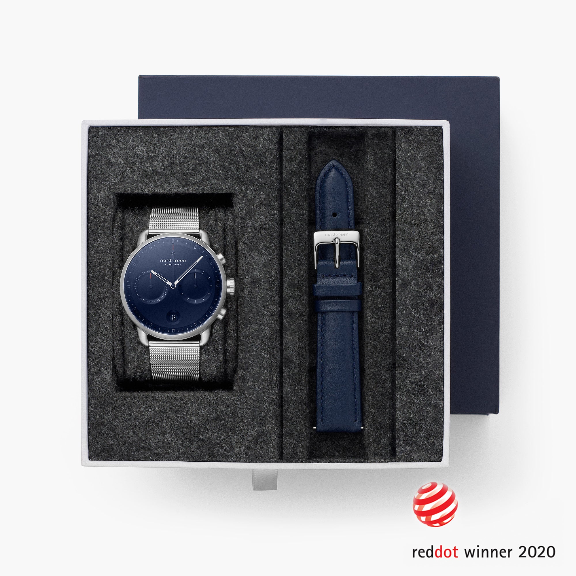 Pioneer BUNDLE Navy Dial Silver Silver Mesh Navy Leather Straps