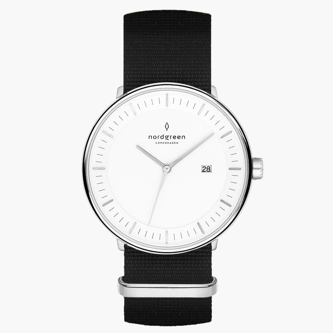 PH36SINYBLXX PH40SINYBLXX &Philosopher silver watch mens - white dial - black nylon strap PH36SINYBLXX PH40SINYBLXX &Philosopher silver watch mens - white dial - black nylon strap
