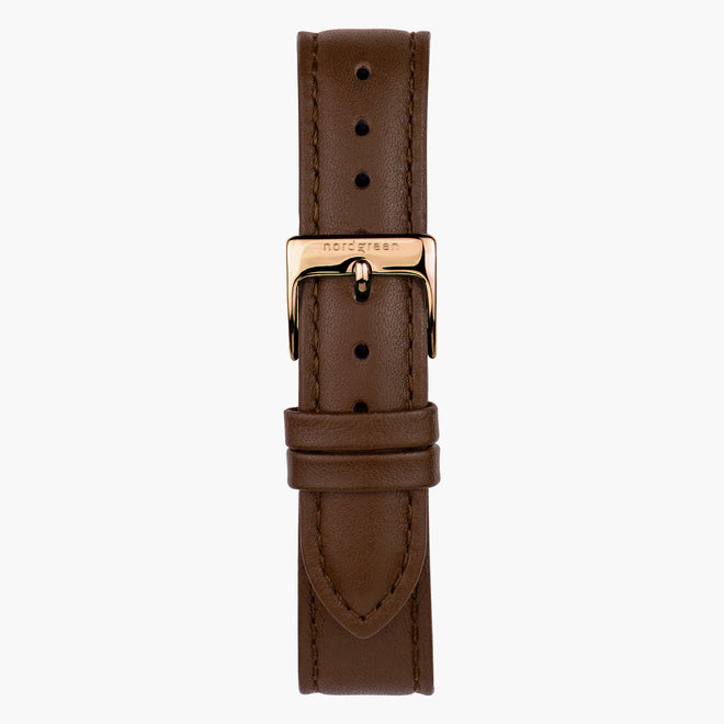 ST18PORGLEBR &Brown leather watch strap - rose gold buckle - 18mm ST18PORGLEBR &Brown leather watch strap - rose gold buckle - 18mm