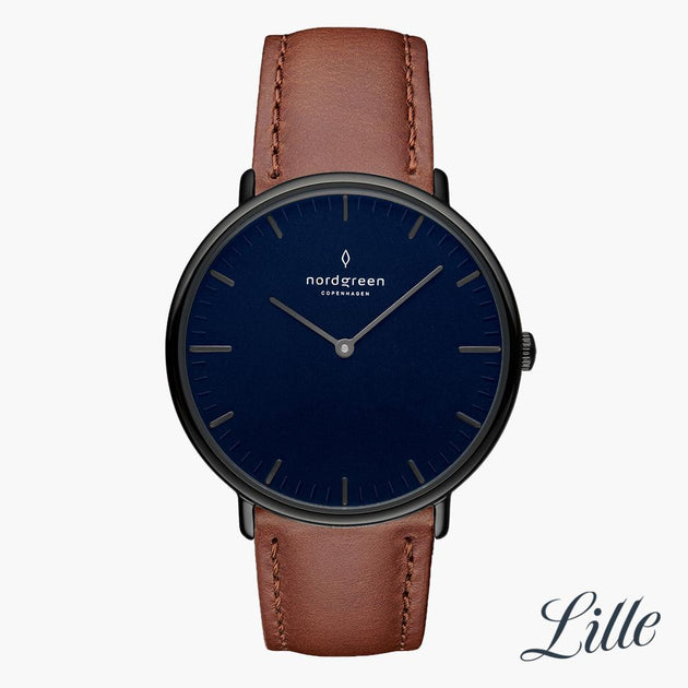 Native | Navy Dial - Brown Leather Watch Strap