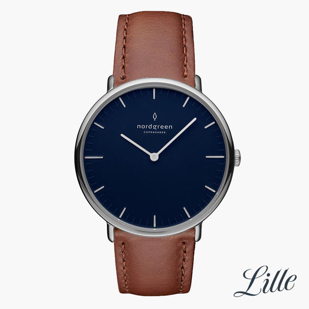 Native | Navy Dial - Brown Leather Watch Strap