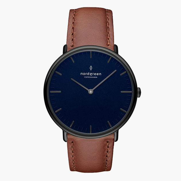 Native | Navy Dial - Brown Leather Watch Strap