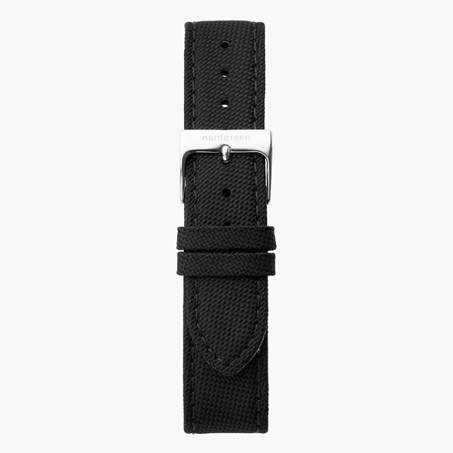 Black Recycled Polyester Strap - Silver - 40mm