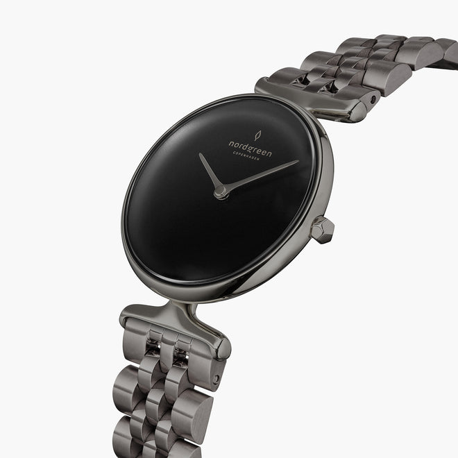 UN28GM5LGUBL UN32GM5LGUBL &Unika gunmetal watch - black dial - 5 link strap