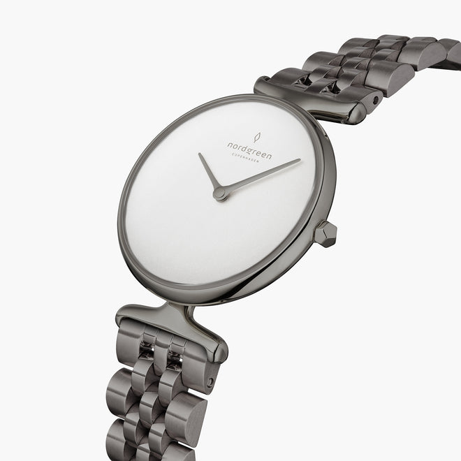 UN28GM5LGUXX UN32GM5LGUXX &Unika gunmetal watch - white dial - 5 link strap