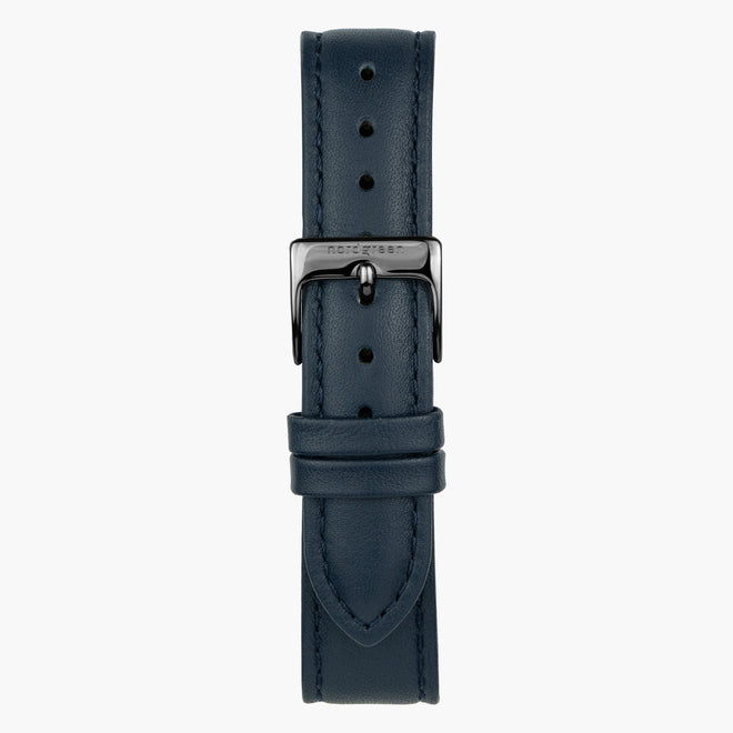 ST14POGMVENA &Blue vegan leather watch strap - gunmetal buckle - 14mm