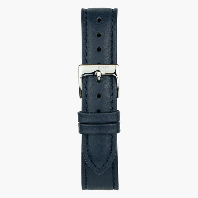 ST14POSIVENA &Blue vegan leather watch strap - silver buckle - 14mm