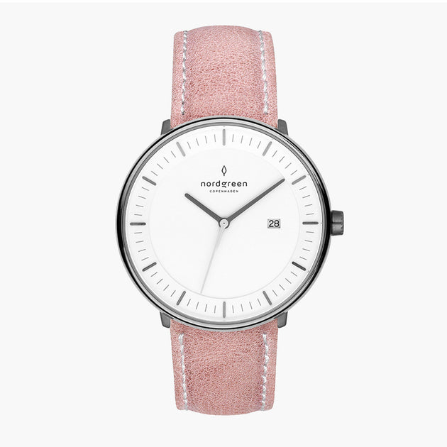 PH36GMLEPIXX &Philosopher gunmetal watch - white dial - pink leather strap
