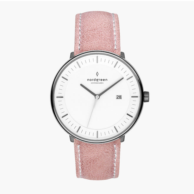 PH36GMLEPIXX &Philosopher gunmetal watch - white dial - pink leather strap