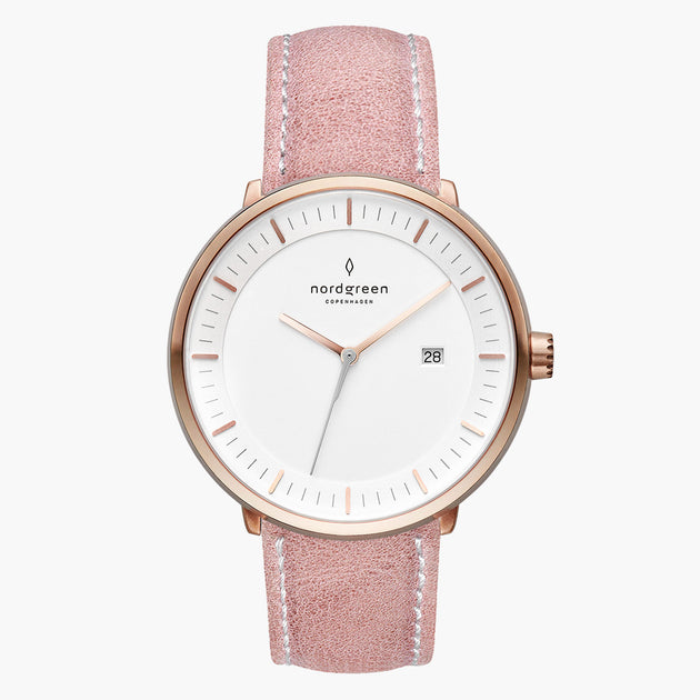 PH36RGLEPIXX &Philosopher rose gold women watch - white dial - pink leather strap
