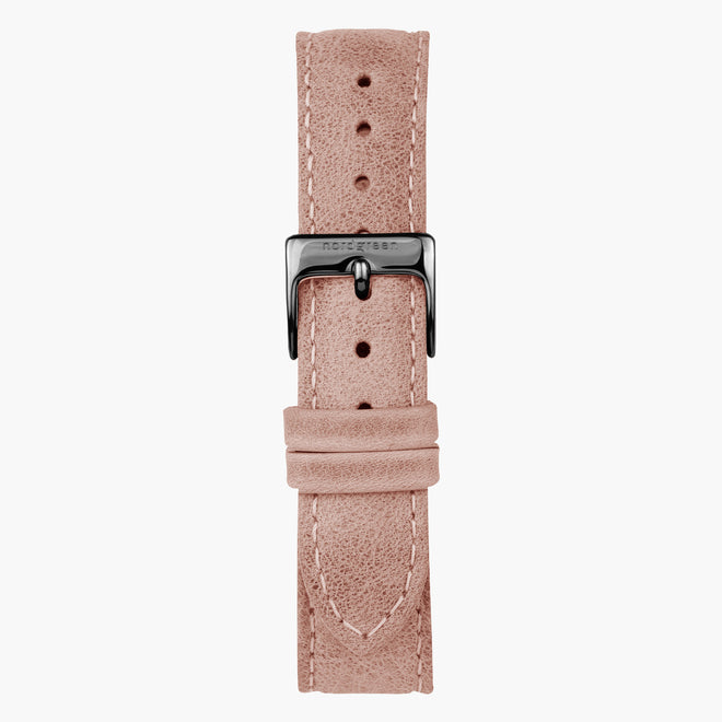 ST16POGMLEPI &Leather watch straps in pink - gunmetal buckle - 16mm