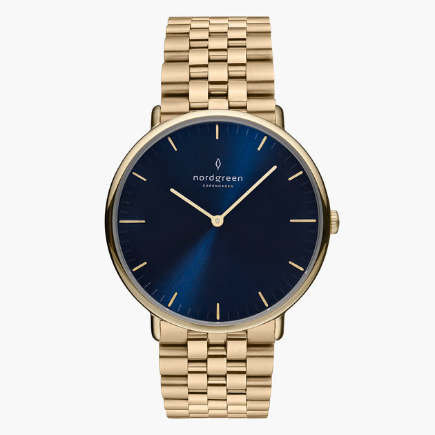 NR32GO5LGONA NR36GO5LGONA NR40GO5LGONA NR28GO5LGONA &Native blue and gold watch mens - navy dial - gold case - 5 link