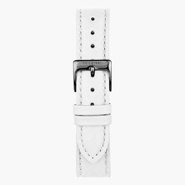 ST16POGMLEWH &Leather watch straps in white - gunmetal buckle - 16mm