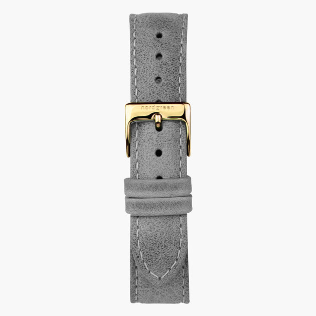 ST20POGOLEGR &Leather watch straps in patina grey - gold buckle - 20mm