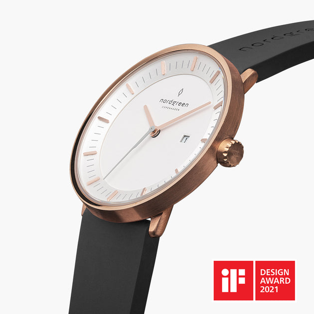 PH40RGRUBLXX &Philosopher mens watch rubber strap - white dial - rose gold case