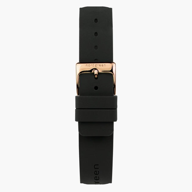 ST20PORGRUBL &Rubber watch straps in black - rose gold buckle - 20mm