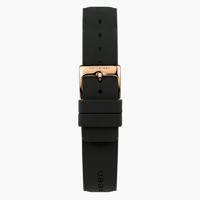 ST20PORGRUBL &Rubber watch straps in black - rose gold buckle - 20mm