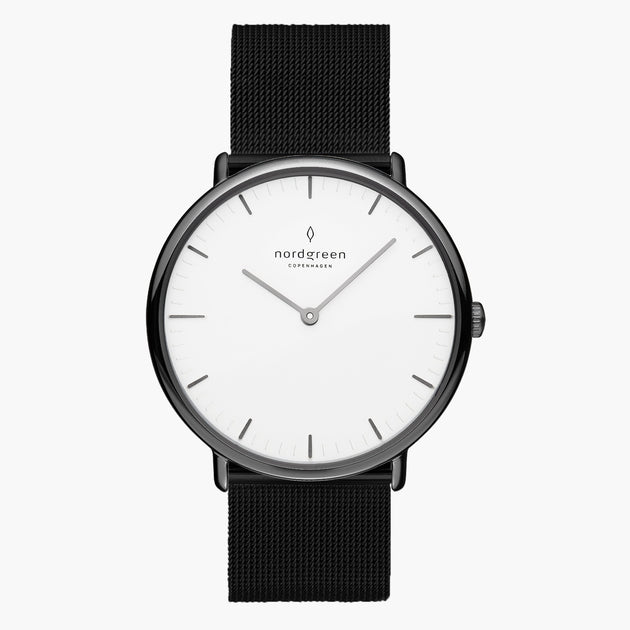 NR36GMMEBLXX NR40GMMEBLXX &Native gunmetal watch - white dial - black mesh strap